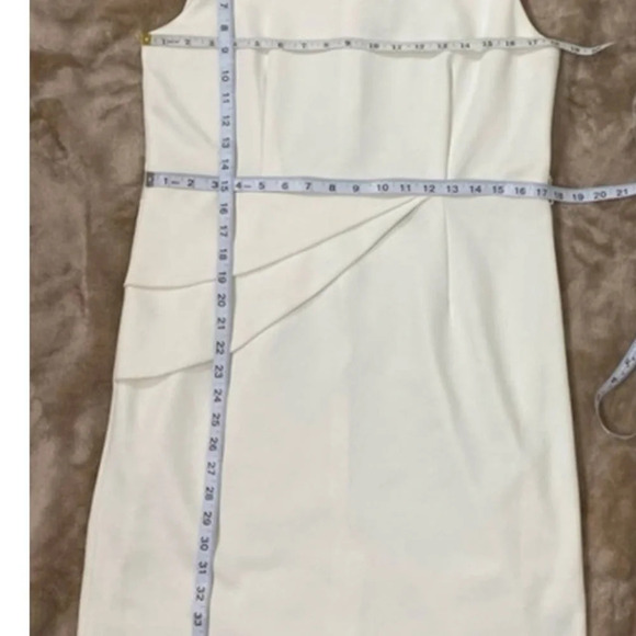 Premise Pearl Ivory Side Pleated Cady Sheath Dress NWT - Picture 7 of 9